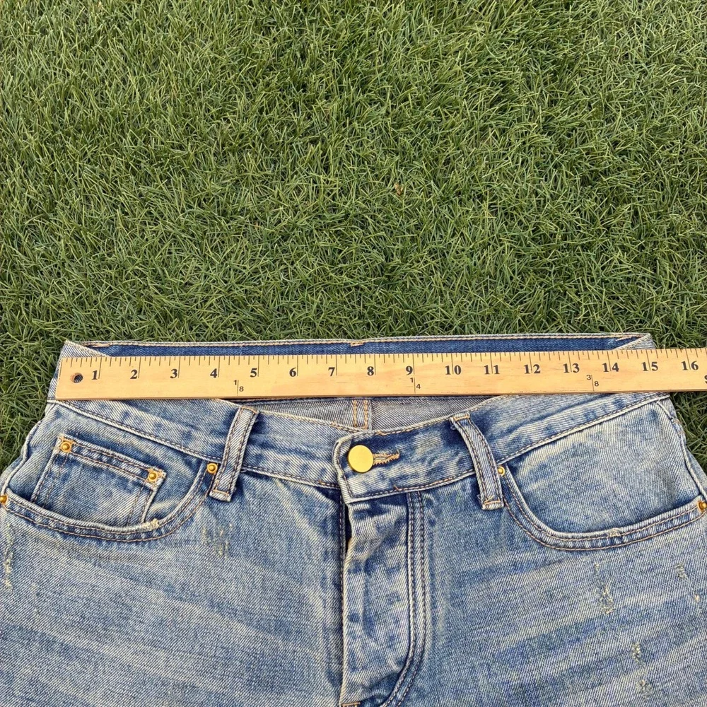 MNML Mens 30x31 Light Wash Straight Leg Denim Jeans Faded Acid Wash Streetwear